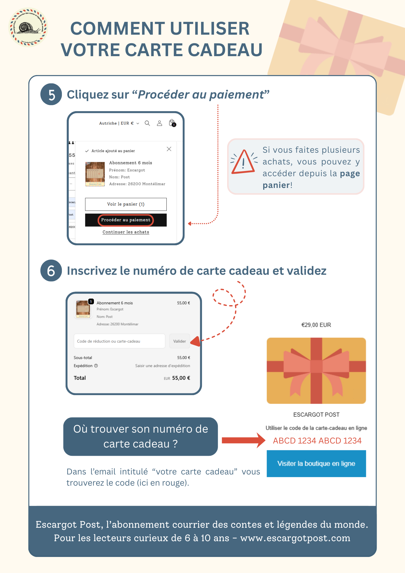Carte Cadeau - 3, 6 ou 12 mois